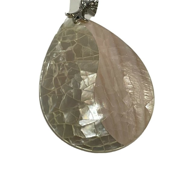 16”  18KGP choker necklace mother of pearl Abalone Yin and yang pendant Pink - Picture 2 of 8